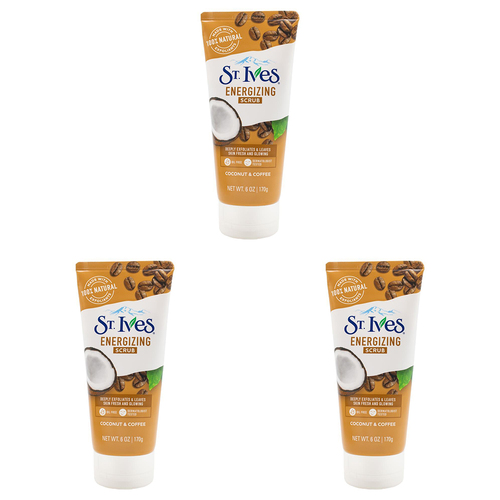 3PK St Ives 170g Energizing Scrub Skin Exfoliant Coconut & Coffee