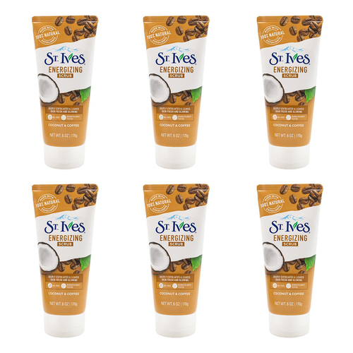 6PK St Ives 170g Energizing Scrub Skin Exfoliant Coconut & Coffee