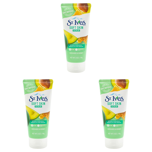 3PK St Ives 170G Soft Skin Scrub Facial Cleanser Avocado & Honey