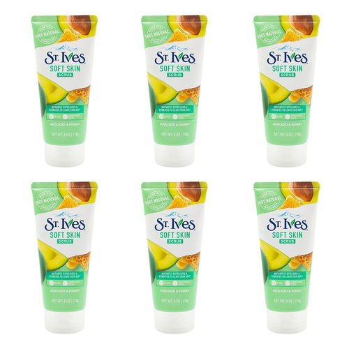 6PK St Ives 170G Soft Skin Scrub Facial Cleanser Avocado & Honey