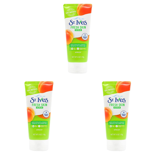 3PK St Ives 170G Fresh Skin Exfoliating Facial Scrub - Apricot