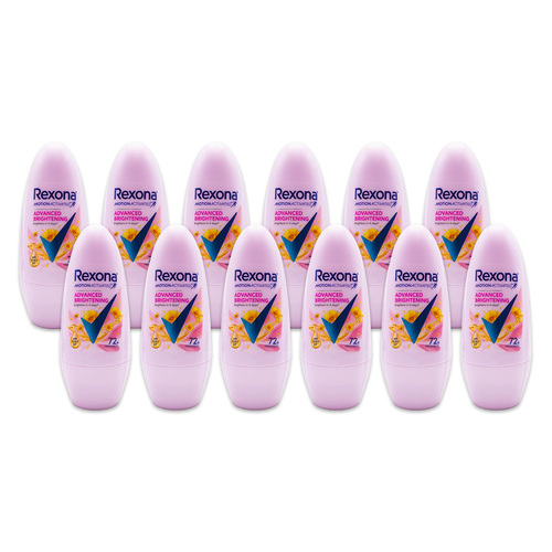 12PK Rexona 45ml Antiperspirant Roll On Deodorant 48h Advanced Brightening