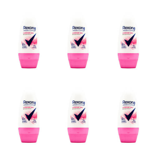 6PK Rexona 45ml Roll On Deodorant Motion Activated Powder Dry