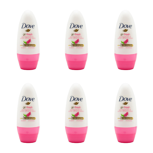 6PK Dove 40ml Roll On Deodorant Go Fresh Pomegranate & Lemon Verbena