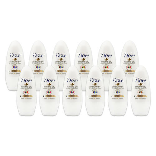 12PK Dove 40ml Antiperspirant Roll On Deodorant Invisible Dry