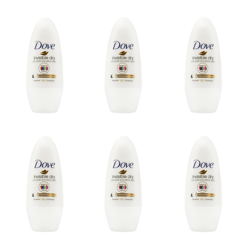 6PK Dove 40ml Antiperspirant Roll On Deodorant Invisible Dry