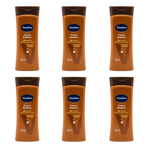 6PK Vaseline 400ml Intensive Care Body Lotion Cocoa Radiant For Dry Skin