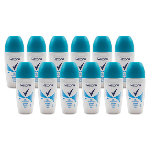 12PK Rexona 50ml Antiperspirant Roll On 48h Deodorant Shower Fresh