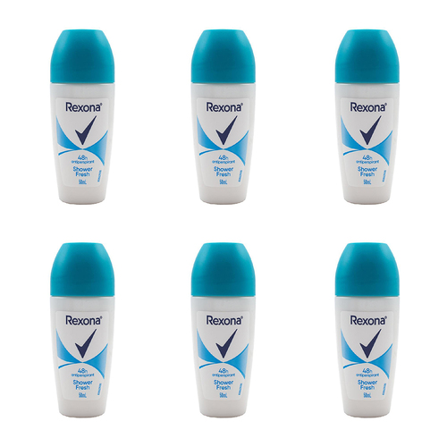 6PK Rexona 50ml Antiperspirant Roll On 48h Deodorant Shower Fresh