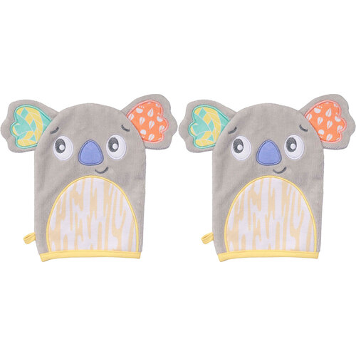 2PK Playgro Fauna Friends Baby Bathing Washing Mitt Koala 0m+