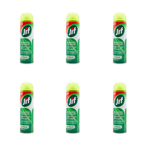 6PK Jif 500ml Bathroom Power & Shine Mousse Surface Cleaner