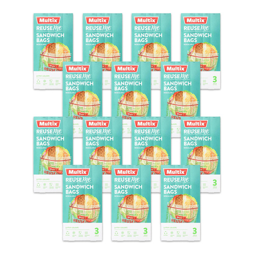 42pc Multix ReuseMe Resealable Sandwich Bags Clear 18.5x17cm