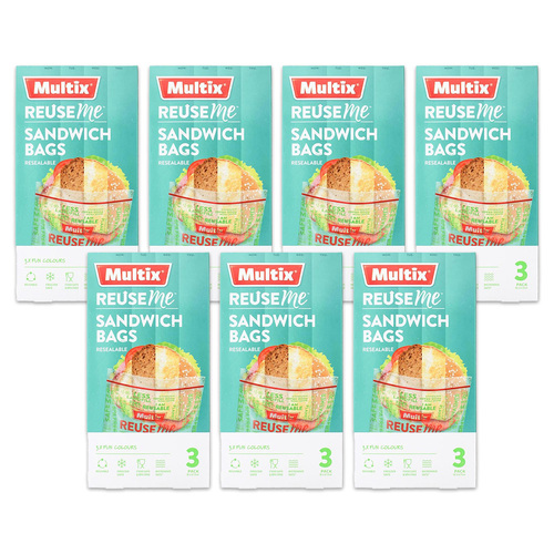 21pc Multix ReuseMe Resealable Sandwich Bags Clear 18.5x17cm