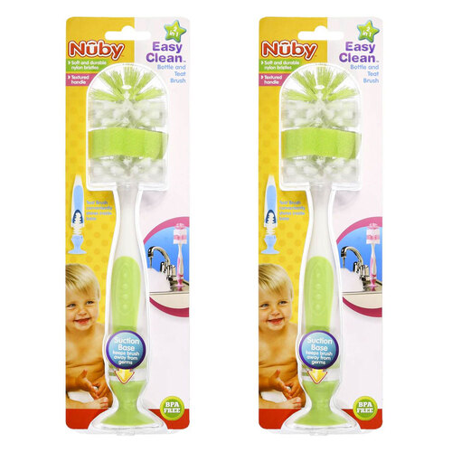 2PK Nuby Easy Clean Bottle and Teat Cleaning Brush Assorted