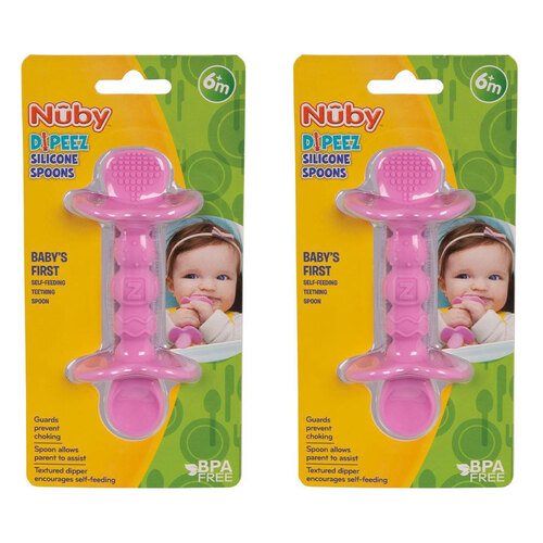 2PK Nuby Dipeez Self-Feeding Silicone Spoon 6m+ Assorted