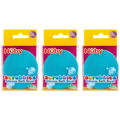 3PK Nuby Scrubbies Silicone Bath Time Body Brush Assorted