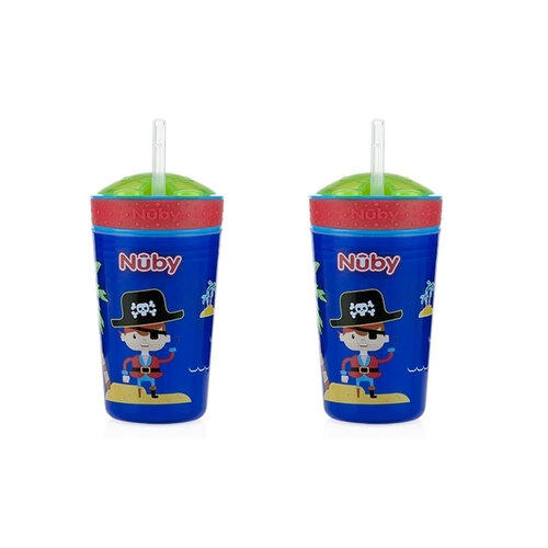 2PK Nuby 2-in-1 Snack and Sip Cup Container 270ml 6m+ Assorted