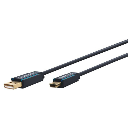 Clicktronic 1.8m Male USB A 2.0 to MINI-B 5 Pin Cable Connector - Black