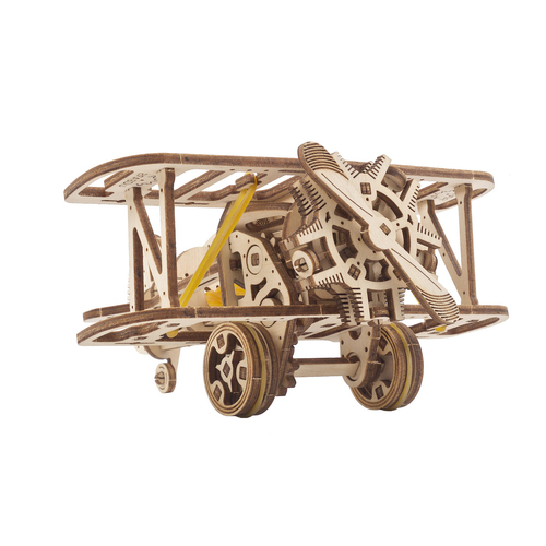 Ugears Mini-Biplane Mechanical DIY Wooden 3D Puzzle 84pc