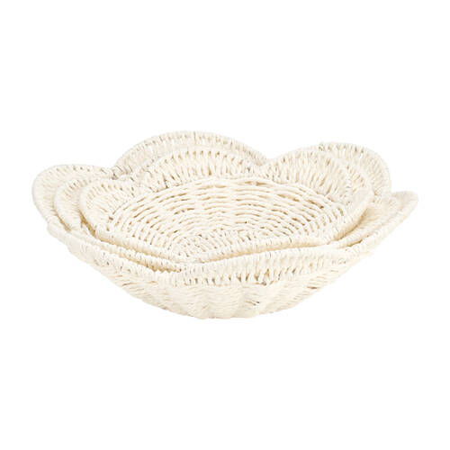 3pc Annabel Trends Papier Woven Bowl Set Home Decor - White