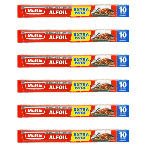 6PK Multix Alfoil Strong & Reliable Aluminium Foil Wrapper 10mx44cm