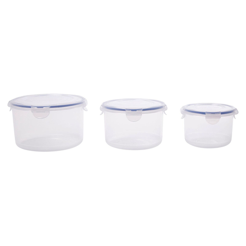 3PK Lock & Lock Airtight Classic Round Food Container Set - Clear