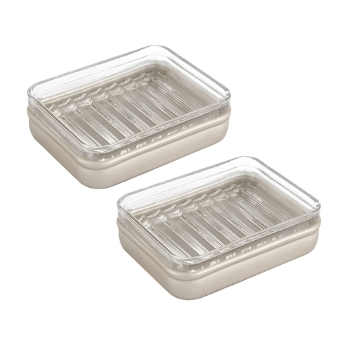 2PK iDesign Hamilton Soap Bar Dish Satin 12.4x12.7x4.4cm