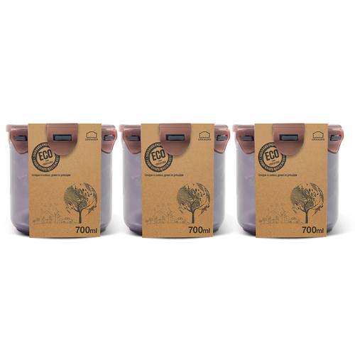 3PK Lock & Lock 700ml Eco Round Airtight Food Container Set - Tall