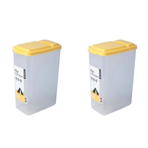 2PK Lock & Lock 2.4L Cat/Dog Pet Flip Top Lid Food Storage Container - Yellow