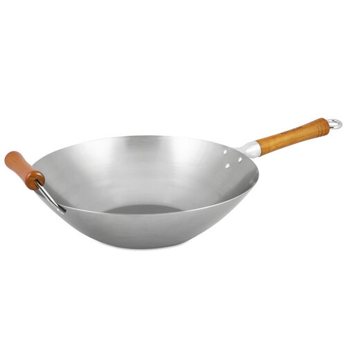 Ken Hom 36cm Carbon Steel Uncoated Wok Stir Frying Pan - Silver