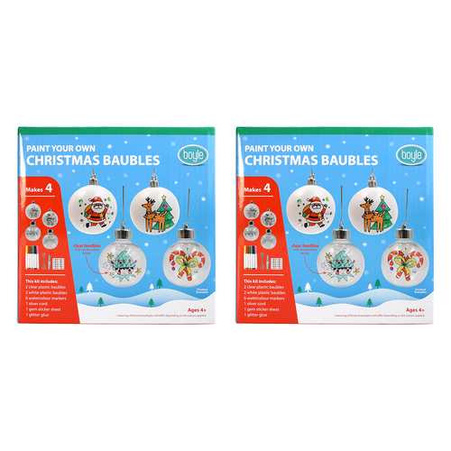 2PK Boyle Paint Your Own Christmas Baubles Kids/Childrens Art/Craft Kit 4y+