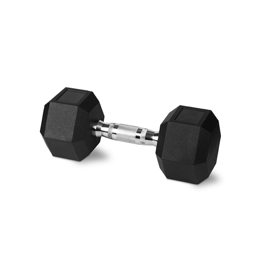 Rubber Hex Dumbbell 12.5kg Chromed Grip Home Gym Workout Set