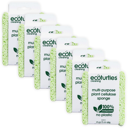 6x Eco Turtles Multipurpose Cellulose Sponge Kitchen Cleaning