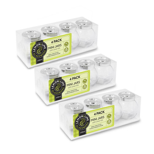 12PK Lemon & Lime Glass Jar 200Ml Silver Lid