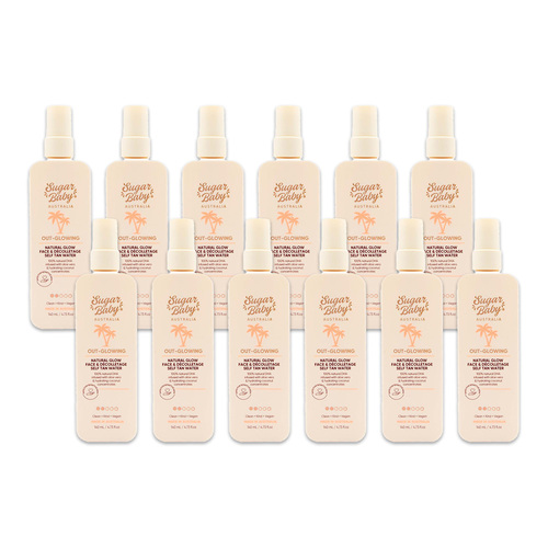 12PK Sugar Baby Out Glowing 140ml Natural Glow Face & Decolletage Self Tan Water