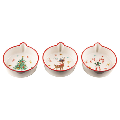 3pc Ladelle Jingle Serving/Entertaining Porcelain Bowl Set 11x10x3.5cm