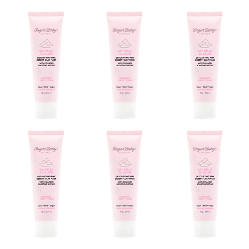 6PK Sugar Baby 75g Say Hello To Glow Detoxifying Pink Desert Clay Mask