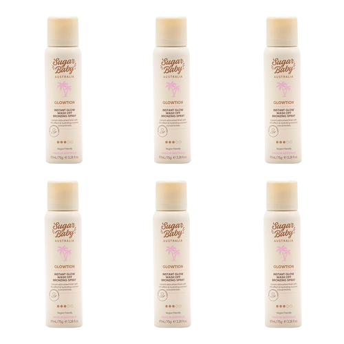 6PK Sugar Baby Glowtion 97ml Instant Glow Wash Off Bronzing Spray