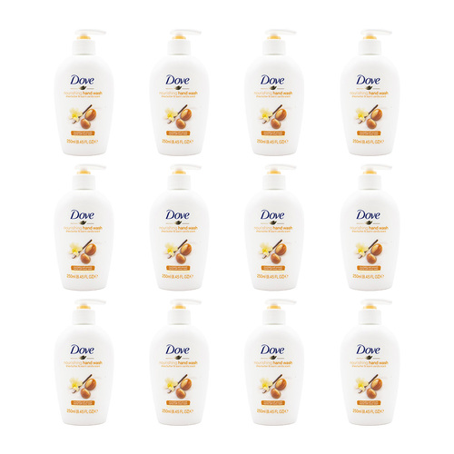 12PK Dove 250ml Nourishing Hand Wash Shea Butter & Warm Vanilla Scent