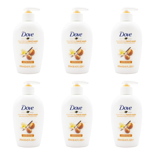 6PK Dove 250ml Nourishing Hand Wash Shea Butter & Warm Vanilla Scent