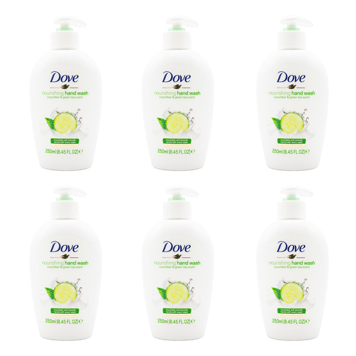 6PK Dove 250ml Nourishing Hand Wash Cucumber & Green Tea Scent