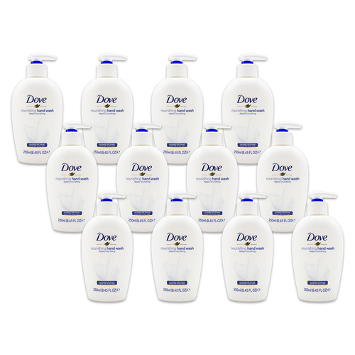 12PK Dove 250ml Deeply Nourishing Liquid Hand Wash Soap for Soft Skin