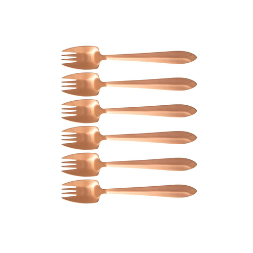 6pc Splayd Black Label 18cm SS Satin Knife/Spork Set - Rose Gold