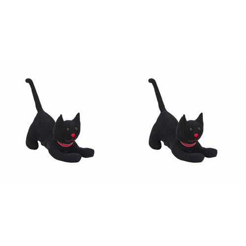 2PK Annabel Trends Animal Doorstop 40x20cm Home Decor - Cat Black Cord