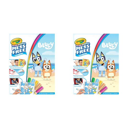 2PK Crayola Colour Wonder Mess Free Colouring Pages w/ Marker Bluey 3y+