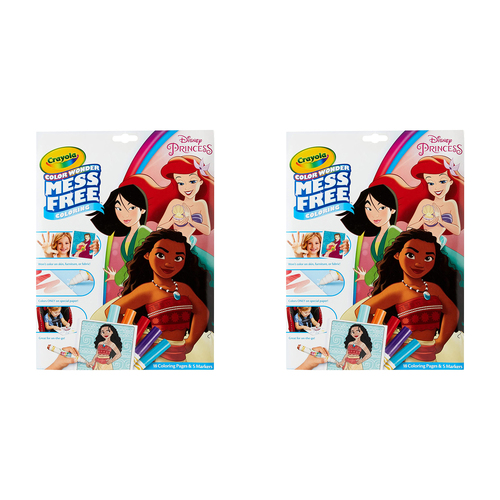 2PK Crayola Colour Wonder Mess Free Colouring Pages w/Marker Disney Princess 3+