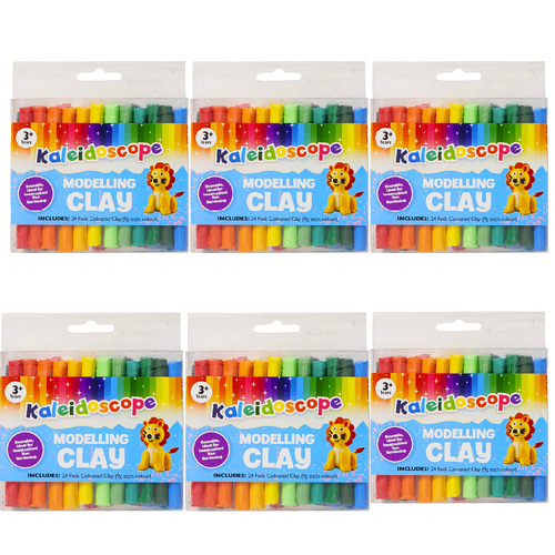 6x 24PK Kaleidoscope Coloured Modelling Clay Kids Craft 3y+