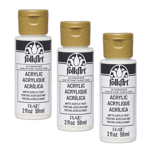 3PK Plaid FolkArt Premium 59ml Acrylic Paint Matt Finish - Titanium White