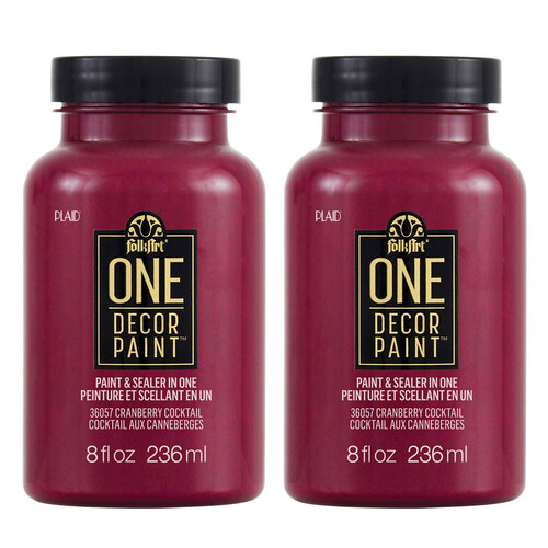 2PK Plaid FolkArt 236ml One Decor Paint Eggshell Finish - Cranberry