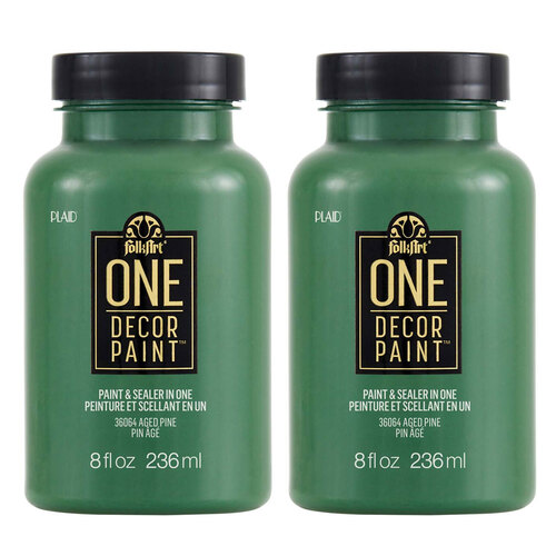 2PK Plaid FolkArt 236ml One Decor Paint Eggshell Finish - Aged Pine